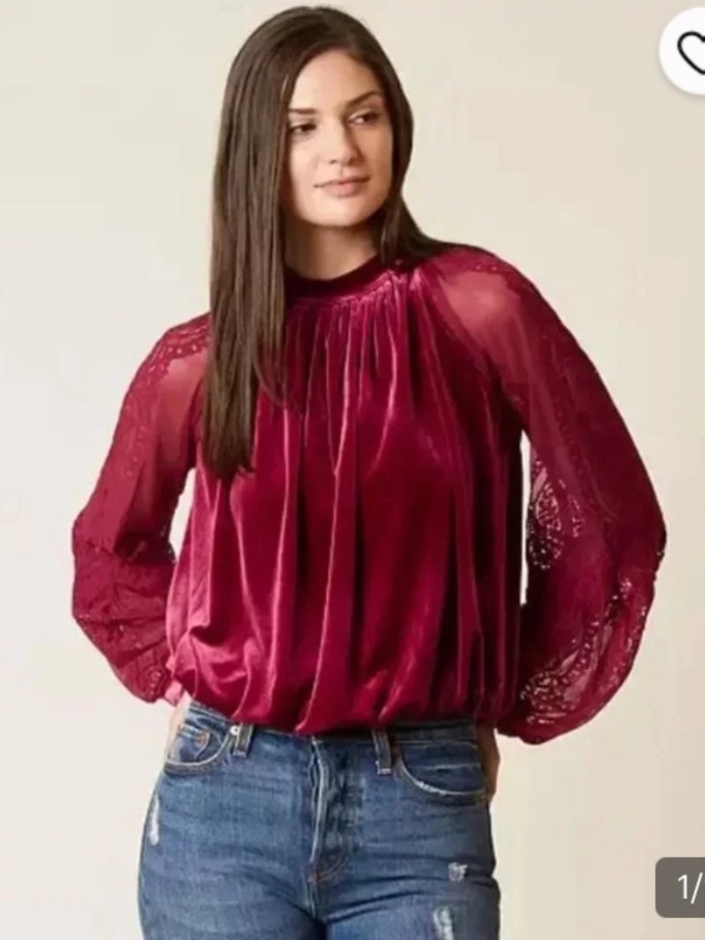 Like New Free People Raspberry Dream Team Velvet Top, Size Small
